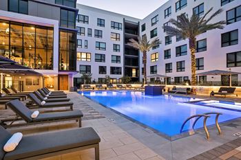 Elevated pool deck with spa